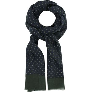 LES POULETTES BIJOUX Echarpe 100% Laine Bleu Navy Petits Carres Verts et Blancs