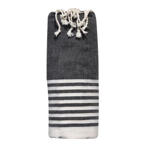 LES POULETTES BIJOUX Grand Fouta Drap Plage et Hammam Coton Petites Rayures Blanches 150 x 250cm - Noir