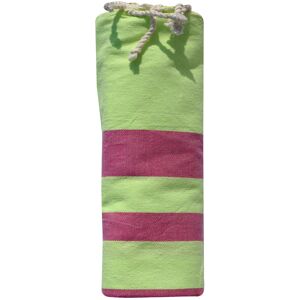 LES POULETTES BIJOUX Fouta Drap Plage et Hammam Coton Vert Fluo Raye Fuchsia 100 x 200cm