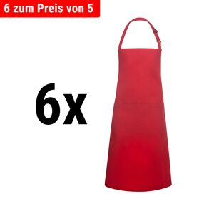 GGM GASTRO - (6 pièces) KARLOWSKY Tablier à bavette avec poche Basic - Rouge