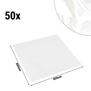 GGM GASTRO - Nappe centre de table en satin lisse damassée Porto - 80 cm x 80 cm - Lot de 50 pièces en blanc