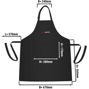 GGM GASTRO - (5 pièces) Tablier Bistro - Noir - avec logo GGM Gastro - L x H : 67 x 84 cm