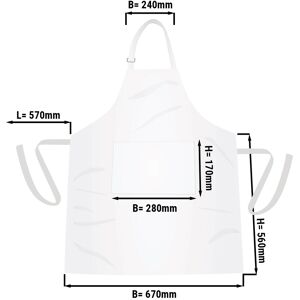 GGM GASTRO - (5 pièces) Tablier Bistro - Blanc - L x H : 67 x 84 cm