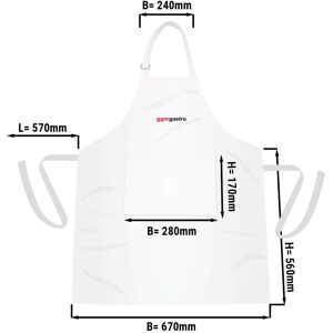 GGM GASTRO - (5 pièces) Tablier Bistro - Blanc - avec logo GGM Gastro - L x H : 67 x 84 cm