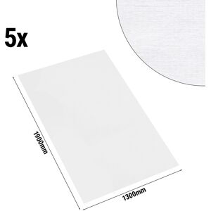 GGM GASTRO - Nappe de table damassée Tessin Atlas - 130 cm x 190 cm - Lot de 5 pièces en blanc