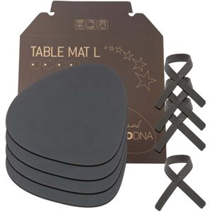 LindDNA - Coffret cadeau Curve L, Nupo anthracite (4 sets de table + 4 ronds de serviette)