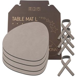 LindDNA - Coffret cadeau Curve L, Nupo gris clair (4 sets de table + 4 ronds de serviette)