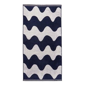 Marimekko - Lokki Serviette de bain, 70 x 140 cm, blanc cassé / bleu foncé