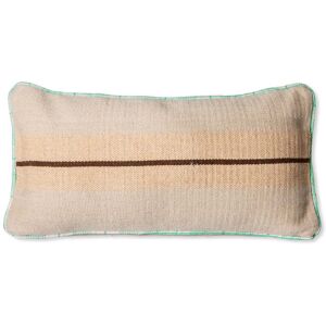 HKliving - Coussin en laine tisse a la main, 38 x 74 cm, brun / cream