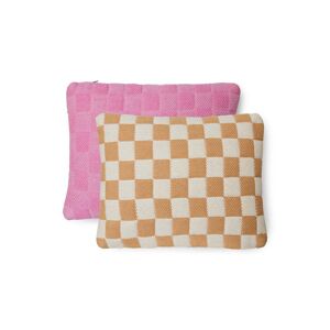 HKliving - Checkered Coussin, 38 cm x 48 cm, grapefruit