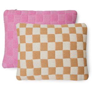 HKliving - Checkered Coussin, 38 cm x 48 cm, grapefruit