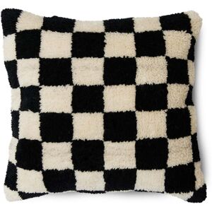 HKliving - Coussin en laine, 50 x 50 cm, black and white statement