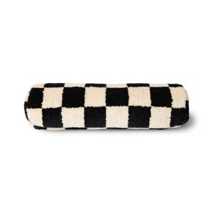 HKliving - Coussin en laine, Ø 13 x 50 cm, black and white statement