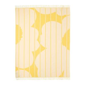 Marimekko - Vesi Unikko Couverture en laine, 140 x 180 cm, spring yellow / ecru