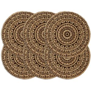 Vidaxl - Napperons 6 pcs Marron foncé 38 cm Rond Jute Marron foncé - Publicité