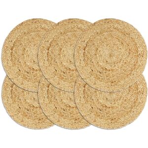 The Living Store - Napperons 6 pcs Naturel Plain 38 cm Rond Jute Brun - Publicité