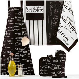 Set manique, gant, torchon et tablier noir sel & poivre Winkler [Noir]