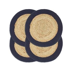 GENERIQUE Napperons 4 pcs Bleu marine Plain 38 cm Rond Jute et coton - Publicité