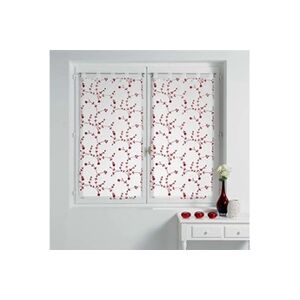 DOUCEUR D'INTERIEUR Paire voilages 2 x petite fleur - 2 x 60 x 120 / blanc et rouge - Publicité