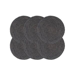 VIDAXL Napperons 6 pcs Gris foncé Plain 38 cm Rond Jute - Publicité