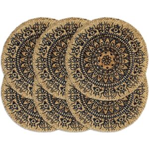 Vidaxl Napperons 6 Pcs Bleu Foncã© 38 Cm Rond Jute - Publicité