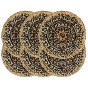 Vidaxl Napperons 6 Pcs Bleu Foncã© 38 Cm Rond Jute - Publicité