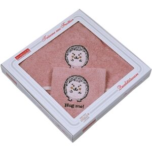 WÖRNER SÜDFROTTIER Gant de toilette cape de bain enfant herisson rose