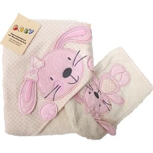 HÜTTE & CO Cape de bain enfant gant toilette lapin lot de 2