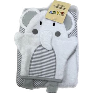 Hütte & Co HÜTTE Coffret cadeau cape de bain enfant et gant éléphant gris