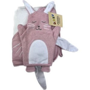 Hütte & Co HÜTTE Coffret cadeau cape de bain enfant et gant lapin rose