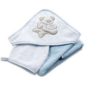 Italbaby Sèche serviette avec capuche en éponge 75 x 75 cm Sweet Bleu – 350 g - Publicité