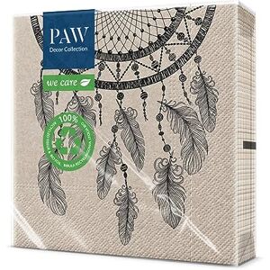 PAW Serviette Papier 3 Plis (33 x 33 cm) I Lot de 20   Serviette de Table Papier Parfait pour les Anniversaires, les Fêtes Patronales, les Fêtes de Jardin, les Fêtes de Famille (Dream Catcher) - Publicité