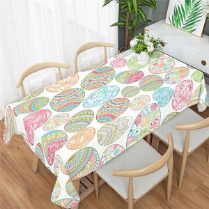 Morbuy Nappe de Pâques Rectangulaire, Œufs de Pâques Fleurs Herbe Printemps Nappe Imperméable et Anti Tache Nappes de Table à Manger pour Fête Jardin Picnic (Joyeuses Vacances,140x210cm) - Publicité