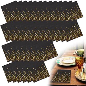 ZoeTekway Serviettes en papier noir doré à pois dorés 33 x 33 cm Pour anniversaire, mariage, dîner et décoration de fête (40 feuilles) - Publicité