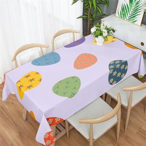 Morbuy Nappe de Pâques Rectangulaire, Œufs de Pâques Fleurs Herbe Printemps Nappe Imperméable et Anti Tache Nappes de Table à Manger pour Fête Jardin Picnic (Floral,140x210cm) - Publicité