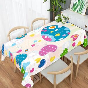 Morbuy Nappe de Pâques Rectangulaire, Œufs de Pâques Fleurs Herbe Printemps Nappe Imperméable et Anti Tache Nappes de Table à Manger pour Fête Jardin Picnic (Papillon de Dessin animé,140x210cm) - Publicité