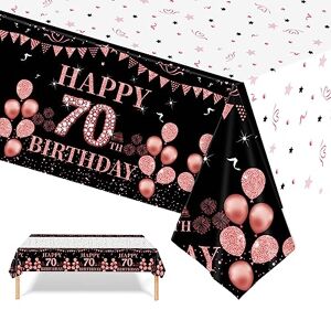 POPOYU Nappe 30ans Noir et Rose Or Anniversaire,Nappe Fête 30 ans Anniversaire,Plastique Nappe Table Happy 30th Birthday 137x274cm Couverture Rectangulaire Nappe Party Linge de Table à Manger Cuisine Banquet - Publicité