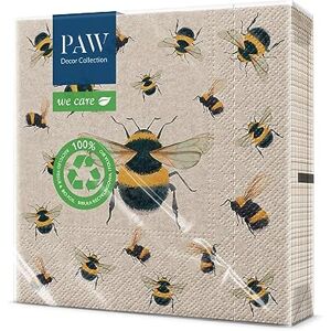 PAW Decor Collection PAW Serviette Papier 3 Plis (33 x 33 cm) I Lot de 20   Serviette de Table Papier Idéal pour les Anniversaires, les Fêtes Patronales, les Garden-Parties, les Fêtes de Famille (Dancing Bees) - Publicité