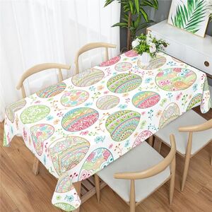 Morbuy Nappe de Pâques Rectangulaire, Œufs de Pâques Fleurs Herbe Printemps Nappe Imperméable et Anti Tache Nappes de Table à Manger pour Fête Jardin Picnic (Joyeuses Pâques,140x210cm) - Publicité