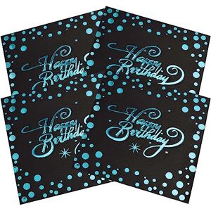 Lonimia Lot de 40 serviettes de table Happy Birthday Bleu Diamant Pour décoration de fête d'anniversaire garçon et fille, 33 x 33 cm, noir et bleu - Publicité