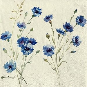 Fasana Lot de 20 serviettes en papier recyclé pour décoration de table Motif fleurs de bleuets bleus 33 x 33 cm - Publicité