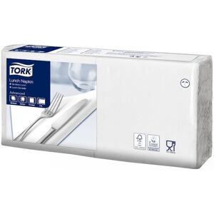 Tork Paquet de 200 Serviettes LunchNap Blanches 2 plis - Format : 33 x 33 cm - Lot de 2