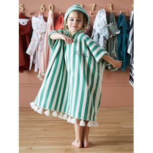 Vertbaudet Poncho de bain enfant à rayures personnalisable vert VERT 4/6A - Publicité