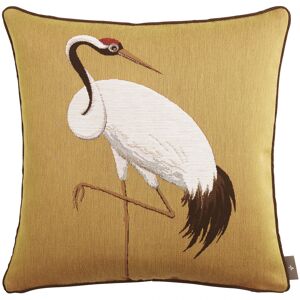 ART Coussin tapisserie une grue blanche Jaune 50 x 50