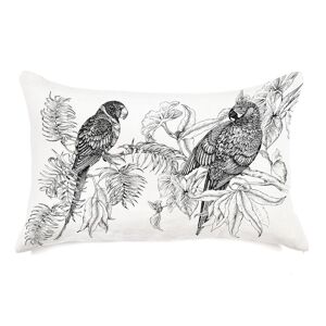 Lo de Manuela Coussin en lin pur lave Elizabeth blanc noir 50x70 Multicolore 70x50cm