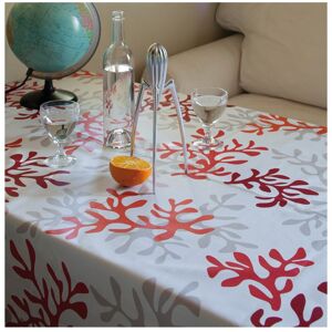 Fleur de Soleil Nappe en coton enduit rouge rectangle 160 x 300 cm