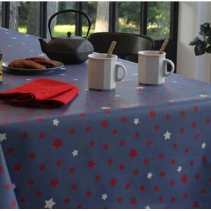 Fleur de Soleil Nappe en coton enduit bleue rectangle 160 x 300 cm