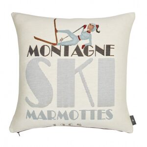 ART Coussin tapisserie chute de ski made in france blanc 48x48