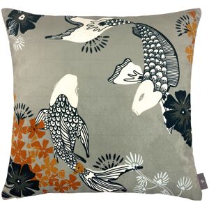 ART Coussin imprime les poissons koï made in france gris 47x47