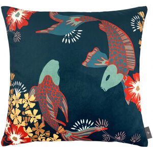 ART Coussin imprime les poissons koï made in france bleu 47x47